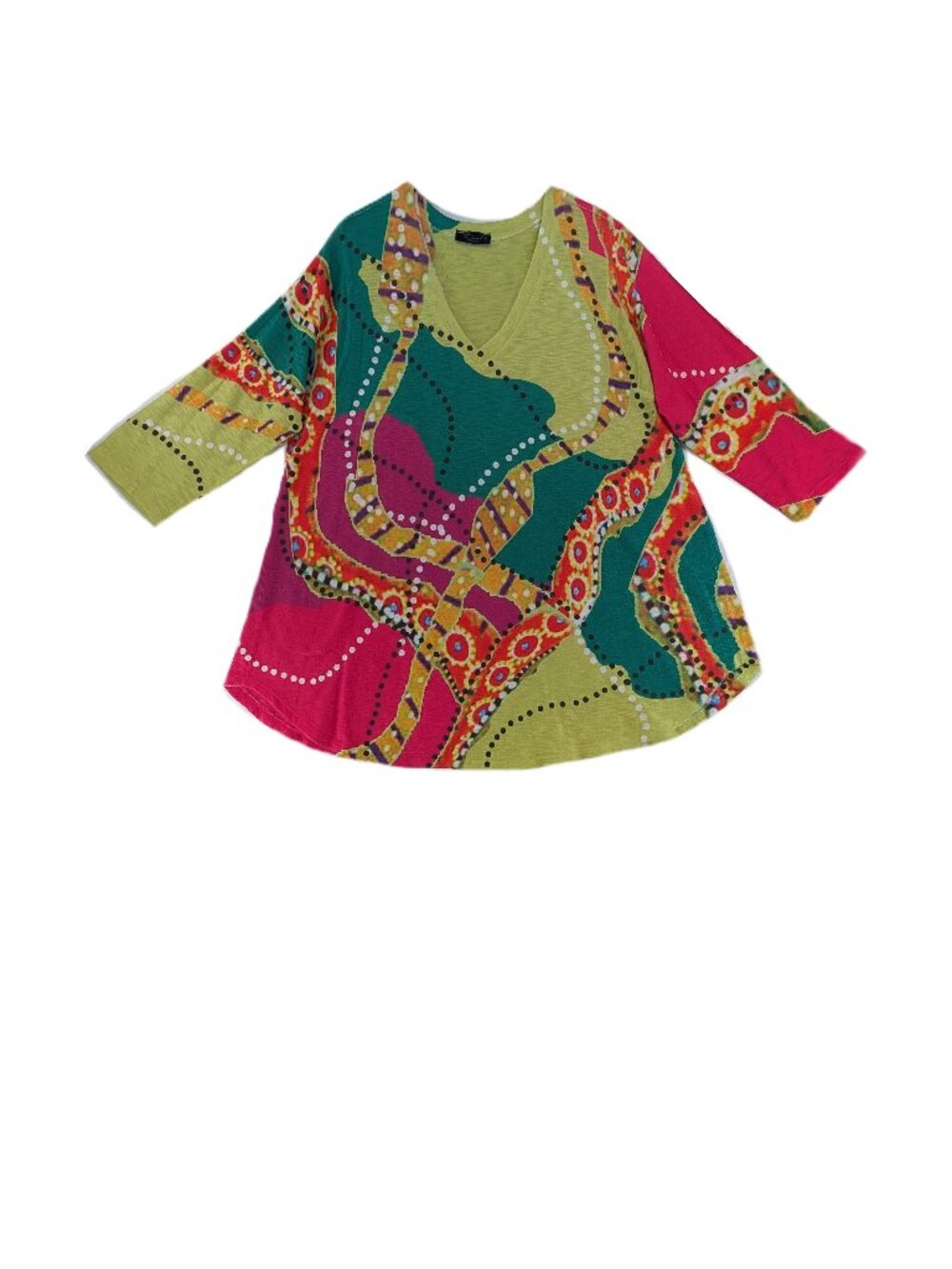 Inoah Tunic Top Womens Size Large Artsy Boho Jersey Knit Lagenlook Pullover USA